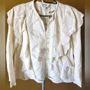 Sea New York White Embroidered Lace Blouse Small